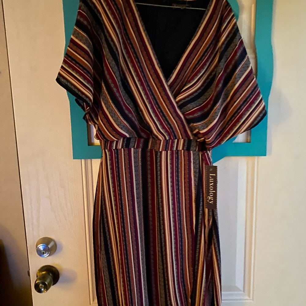 New Luxology high low striped dress with matching belt nice casual dress - Picture 2 of 3